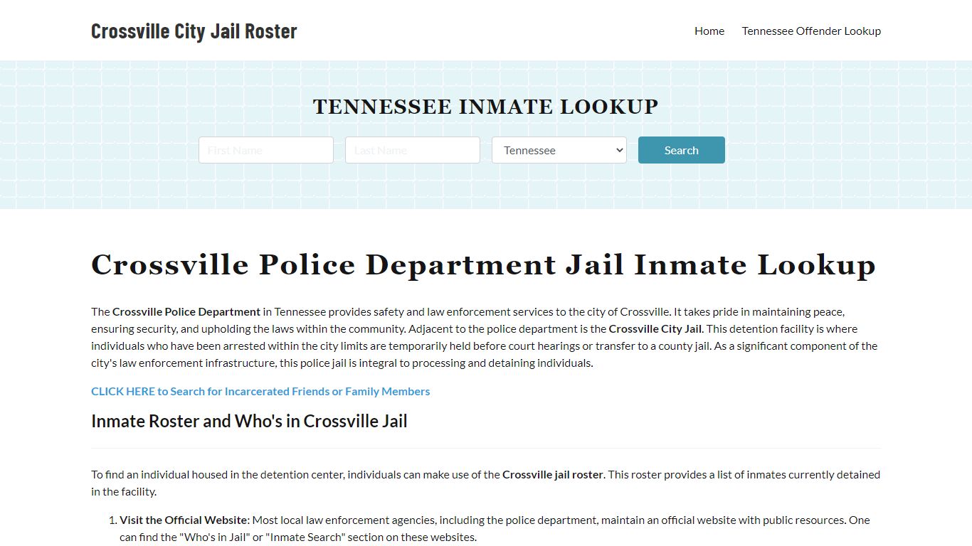 Crossville Police Department & City Jail, TN Inmate Roster, Arrests ...